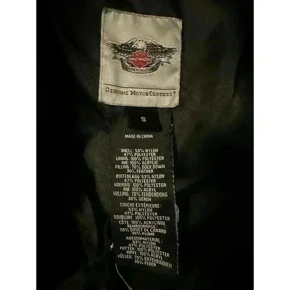 Womens Red Harley Davidson Puffer Jacket Coat Duck Down Feather Size S - Picture 6 of 7